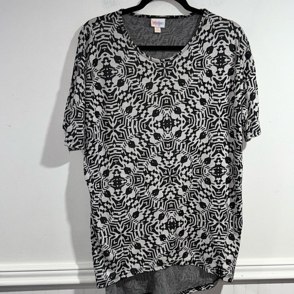 Lularoe Irma shirt black gray tunic high low short sleeve stretch xxs oversized - Picture 1 of 3